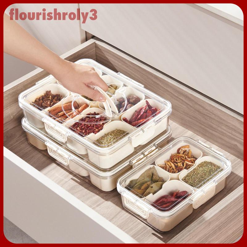 flourish-กล่องใส-แบ่งช่อง-สําหรับใส่เครื่องเทศ-ขนมขบเคี้ยว-ในตู้เย็น-บ้าน