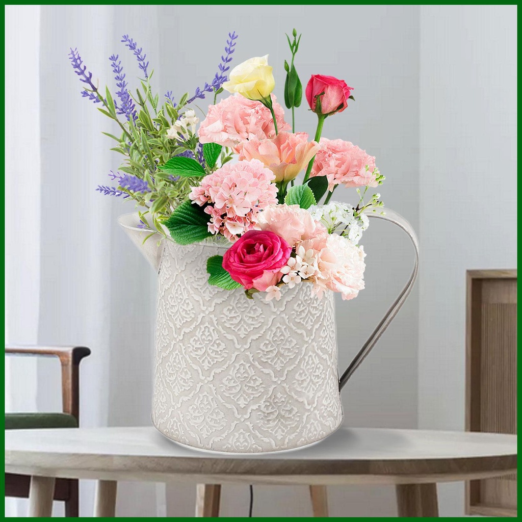 แจกันดอกไม้โลหะ-แจกันดอกไม้สังกะสี-สีขาว-สไตล์วินเทจ-สําหรับบ้านฟาร์ม