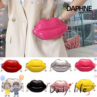 Daphne กระเป๋าสะพายไหล่ ทรงโท้ท แต่งซิป สีพื้น พร้อมสายโซ่คล้อง สีแดง เหมาะกับของขวัญ สําหรับงานเลี้ยงตอนเย็น