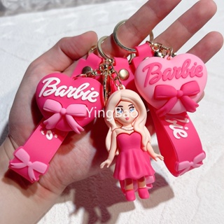 พวงกุญแจ จี้ตุ๊กตาบาร์บี้ Kawaii Barbie สีชมพู สําหรับตกแต่งกระเป๋า