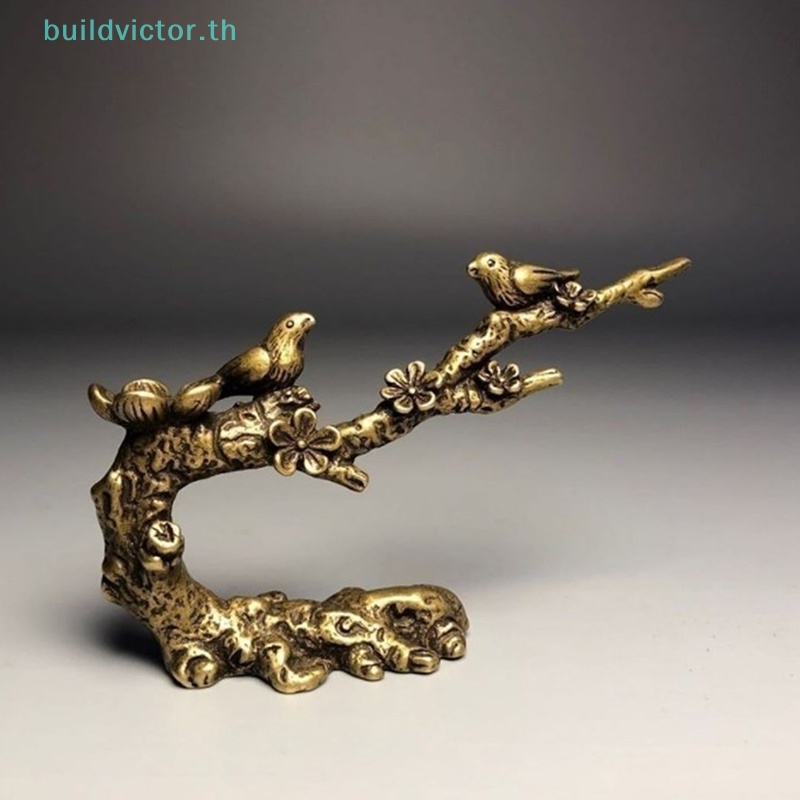 buildvictor-ฟิกเกอร์นกกางเขน-ต้นพลัม-ทองเหลืองบริสุทธิ์-สไตล์โบราณ-สําหรับตกแต่งโต๊ะน้ําชา