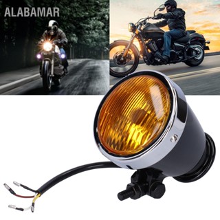  ALABAMAR 12V 4in Retro รถจักรยานยนต์ ไฟหน้า รอบสีดำ ที่อยู่อาศัย เลนส์สีเหลือง Universal สำหรับรถมอเตอร์ไซด์วินเทจทั้งหมด