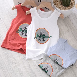 พร้อมส่ง เสื้อยืดลําลอง ผ้าฝ้าย แขนสั้น คอกลม ทรงหลวม ระบายอากาศ ใส่สบาย สําหรับเด็กผู้ชาย และเด็กผู้หญิง