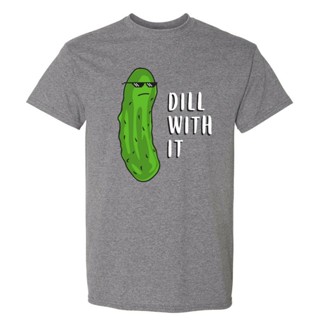 ใหม่ เสื้อยืดลําลอง แขนสั้น พิมพ์ลาย Dill with It Pickle Punny Food แฟชั่นสําหรับผู้ชาย ไซซ์ 2T-6XL 728469