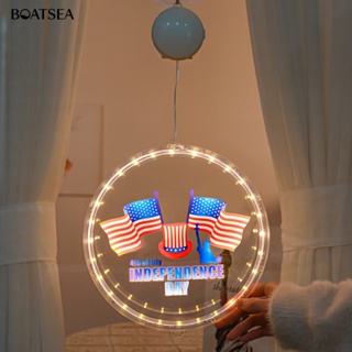 (Boatsea) โคมไฟธงชาติอเมริกา LED พลาสติก สะดุดตา สําหรับตกแต่งสวนกลางแจ้ง