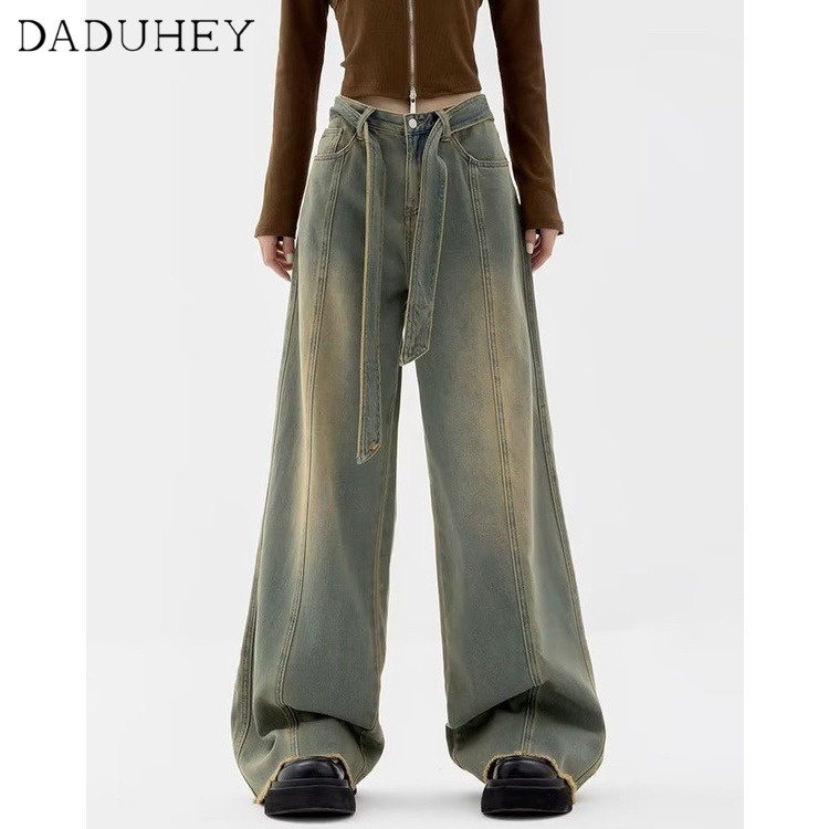 daduhey-new-american-style-ins-high-street-yellow-mud-jeans-drawstring-high-waist-wide-leg-pants-casual-mop-plus-size-trousers