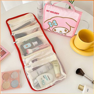 Sanrio Cartoon Kulomi 4 Layer Foldable Cosmetic Bag Storage Large Capacity Portable Handbag -FE