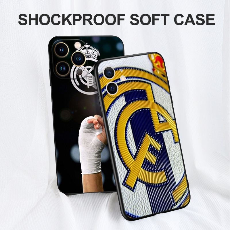 เคสโทรศัพท์มือถือ-tpu-ลาย-real-madrid-สีดํา-สําหรับ-iphone-5s-5-s-se-2020-2016-6s-6-s-7-8-plus