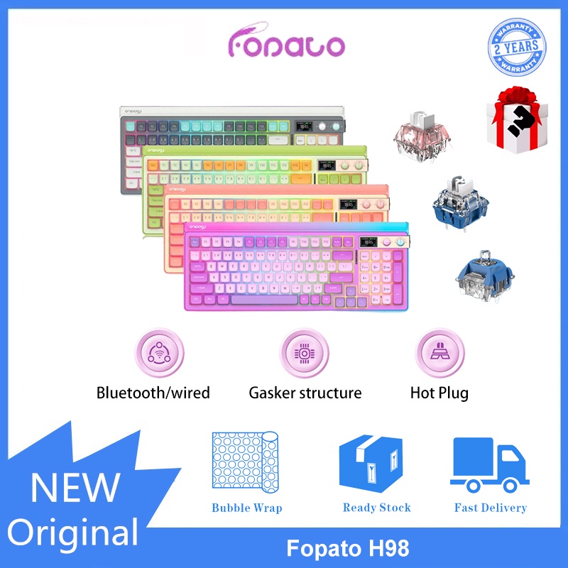 Fopato H98 คีย์บอร์ดบลูทูธไร้สาย สามโหมด เปลี่ยนได้ | Shopee Thailand