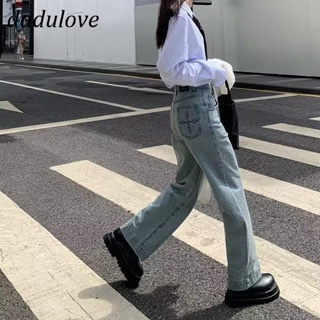 DaDulove💕 New Korean Version of Ins Retro Washed Jeans Womens High Waist Wide Leg Pants Large Size Trousers