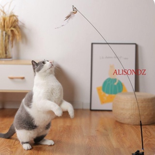 Alisondz ของเล่นแมว ไม้กายสิทธิ์ ขนนกจําลอง ขนาดเล็ก พร้อมกระดิ่ง 1 ชิ้น