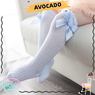 Avocarr ถุงเท้าผ้าฝ้าย ประดับโบว์ ระบายอากาศ คุณภาพสูง สําหรับเด็กทารก