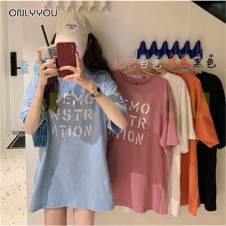 ONLY&amp;YOU เสื้อยืด Oversize- สีสดใส สไตล์เกาหลีน่ารัก เสื้อยืดนิ่ม แขนสั้นแฟชั่น เนื้อผ้าดีins แฟชั่น