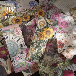 Jianwu แผ่นดอกไม้บาน สไตล์วินเทจ สําหรับตกแต่งสมุดภาพ เครื่องเขียน DIY 20 แผ่น