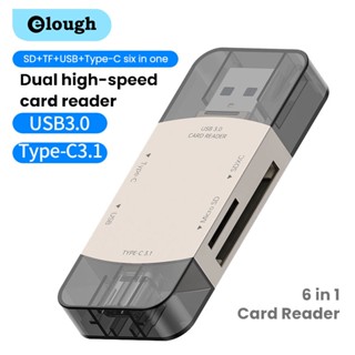 Elough 6-in-1 OTG อะแดปเตอร์การ์ดรีดเดอร์ SD Type C USB แปลงการ์ดหน่วยความจํา อะลูมิเนียมอัลลอย