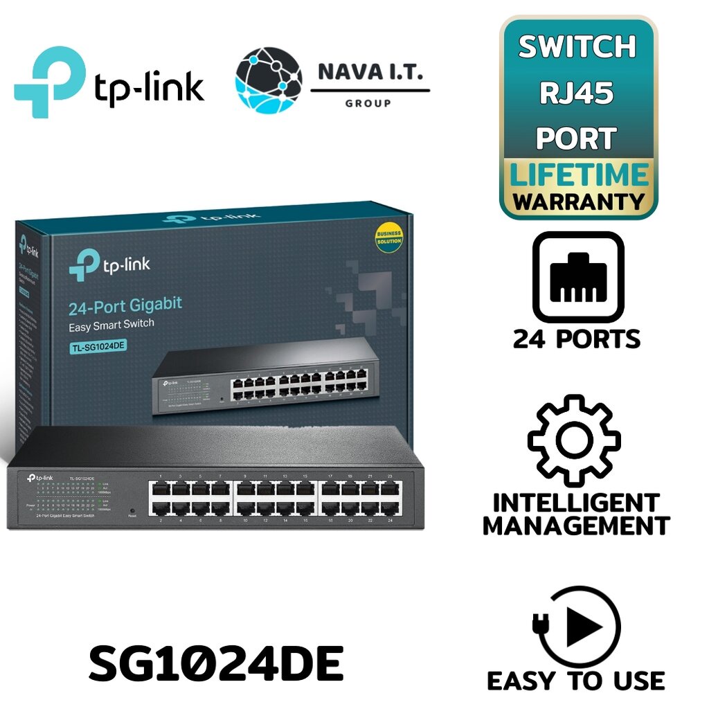 COINSคืน15⚡N2ECXMDA⚡ TPLINK TLSG1024DE 24PORT GIGABIT EASY SMART