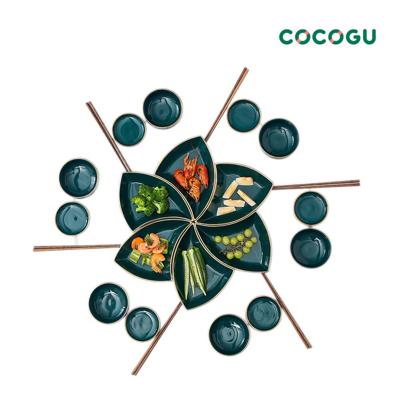 ลดเหลือ-1274-ทักแชท-cocogu-ceramic-dinnerware-flower-set-ชุดจานชามเซรามิก-24-ชิ้น-คละสี