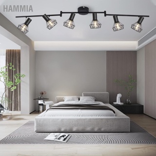  HAMMIA E14 ชุดไฟส่องราง 6 ทิศทางสีดำ ทิศทางเพดานหมุนได้โคมไฟส่องเฉพาะจุดสำหรับห้องนอนห้องครัวห้องโถง
