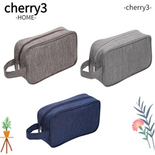 CHERRY3 กระเป๋าเครื่องสําอาง มีซิป อเนกประสงค์ สีขาวดํา