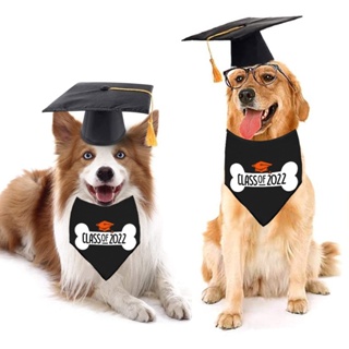 หมวกจบการศึกษา พร้อมผ้ากันเปื้อน สําหรับสัตว์เลี้ยง สุนัข แมว หมวกรับปริญญา ประดับพู่ สําหรับสัตว์เลี้ยง