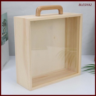 [Blesiya2] กล่องไม้ พร้อมหูหิ้ว กล่องเครื่องประดับ กล่องไม้ ไม่ทาสี พร้อมฝาปิดบานเลื่อน