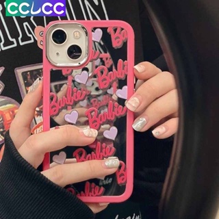Cclcc เคสโทรศัพท์มือถือ แบบกระจก ลายตุ๊กตาบาร์บี้น่ารัก สีชมพูกุหลาบ สําหรับ iPhone 14 13 12 Pro Max