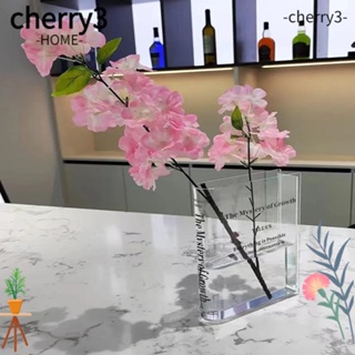Cherry3 แจกันดอกไม้อะคริลิคใส ทรงสี่เหลี่ยม ทําความสะอาดง่าย สไตล์โมเดิร์น สําหรับตกแต่งบ้าน งานแต่งงาน ออฟฟิศ ห้องนั่งเล่น