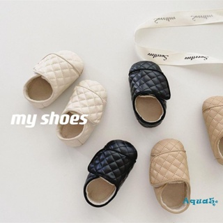 Aqq- รองเท้าเจ้าหญิง หนัง PU ส้นเตี้ย ติดประดับเพชร สําหรับเด็กทารกแรกเกิด เด็กวัยหัดเดิน เด็กวัยหัดเดิน