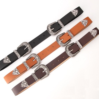 New ladys belt European and American retro carved alloy buckle belt all-purpose jeans clothing double-buckle belt factory