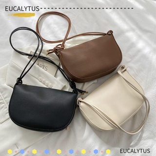 Eutus กระเป๋าสะพายไหล่ สะพายข้าง หนัง PU ความจุขนาดใหญ่ สีพื้น สําหรับผู้หญิง