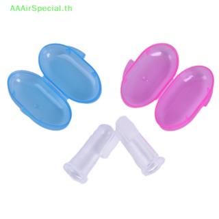 Aaairspecial แปรงสีฟันซิลิโคน แบบสวมนิ้ว พร้อมกล่อง สําหรับสัตว์เลี้ยง สุนัข แมว