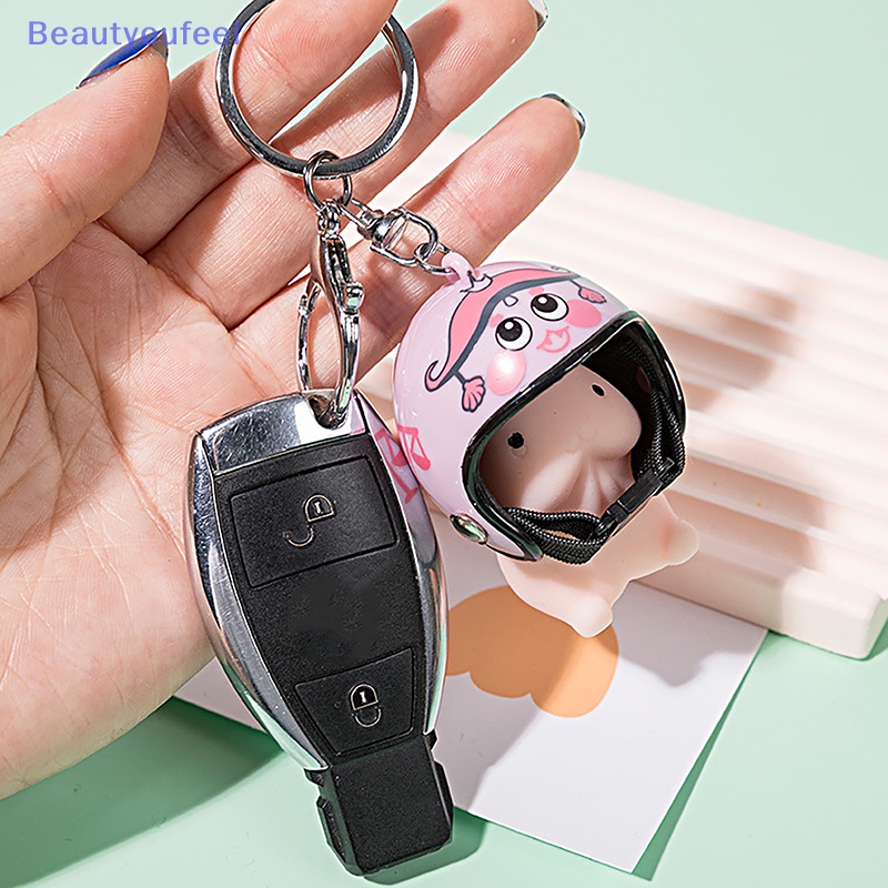 beautyoufeel-พวงกุญแจของเล่นบีบกด-รูปหมวกกันน็อค-mochi-dingding-น่ารัก-สําหรับเล่นตลก-คลายเครียด