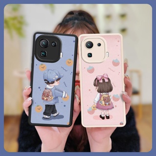 leather Waterproof Phone Case For Xiaomi 11 Pro Back Cover protective Silica gel advanced simple creative cute texture