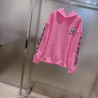DN7X Chrome Hearts 2023 autumn and winter new pink hooded sweater classic Sanskrit and fun football graffiti printing for men and women