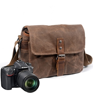 กระเป๋ากล้องดิจิตอล SLR กันน้ํา ผ้าแคนวาส เคลือบแว็กซ์น้ํามัน แบบมืออาชีพ เหมาะกับกลางแจ้ง