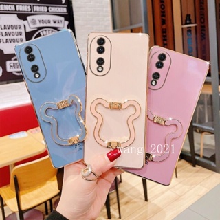 พร้อมส่ง เคสโทรศัพท์มือถือแบบนิ่ม ลายหมี พับได้ หรูหรา พร้อมขาตั้ง คุณภาพสูง สําหรับ Honor90 Honor 70 90 Lite 5G 2023 Honor 90 Lite