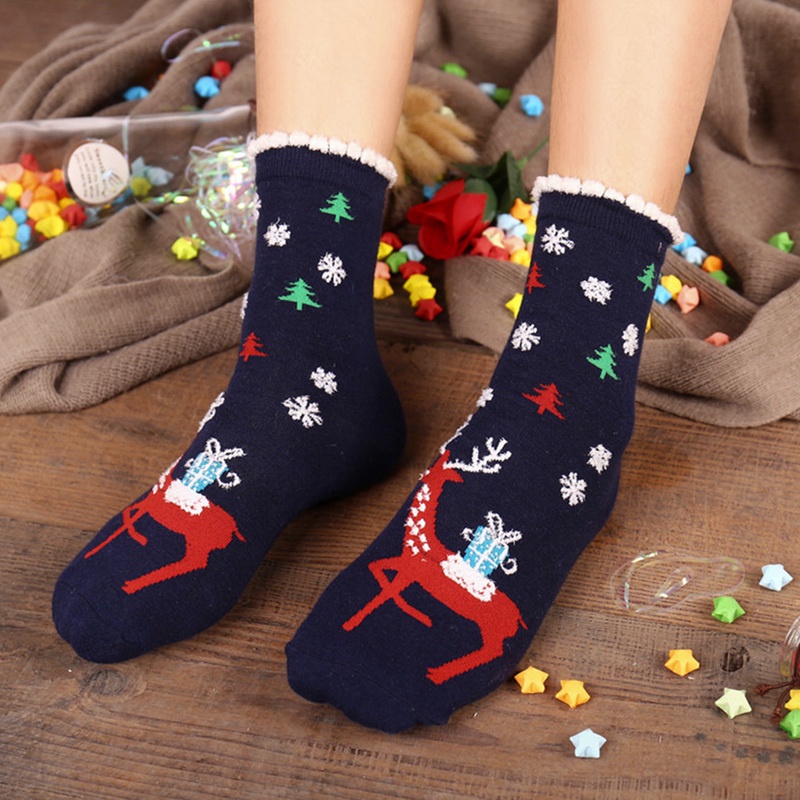 ถุงเท้า-ลายการ์ตูนซานตาคลอส-สโนว์แมน-คริสต์มาส-สร้างสรรค์-ฤดูหนาว