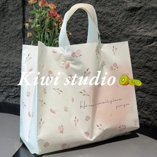 Kiwistudio 【แพ็คละ 50 ชิ้น】กระเป๋าช้อปปิ้ง พลาสติก ลายดอกไม้ ขนาดเล็ก 1HCYK156