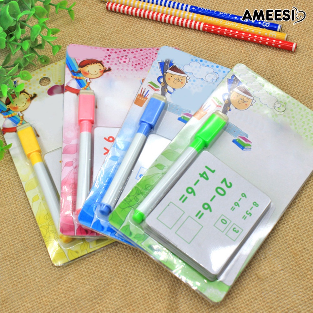 ameesi-การ์ดคณิตศาสตร์-ใช้ซ้ําได้-พร้อมปากกา-ของเล่นเสริมการเรียนรู้เด็ก