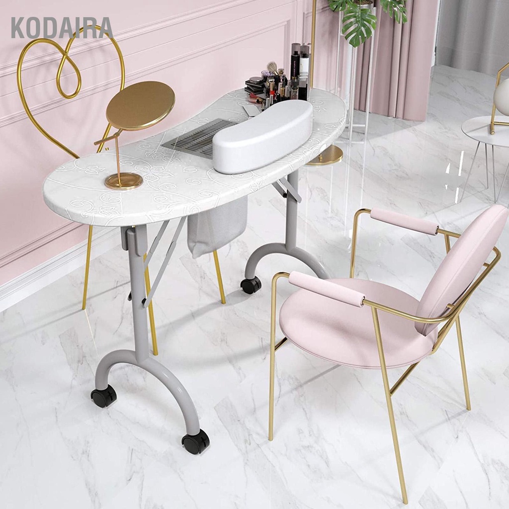 kodaira-โต๊ะเพ้นท์เล็บพร้อมที่เก็บฝุ่นในตัว-เวิร์คสเตชั่นเพ้นท์เล็บแบบพับได้-สีขาว