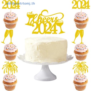 Alittlese ท็อปเปอร์ไม้จิ้มฟัน ลาย Happy New Year 2024 2024 สําหรับตกแต่งเค้ก ปาร์ตี้คริสต์มาส 2024