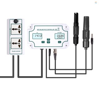 {fash} 3-in-1 เครื่องตรวจจับคุณภาพน้ํา pH EC TEMP ไร้สาย WiFi ตัวควบคุม pH EC แบบมืออาชีพ พร้อมปลั๊กรีเลย์ อิเล็กโทรด BNC