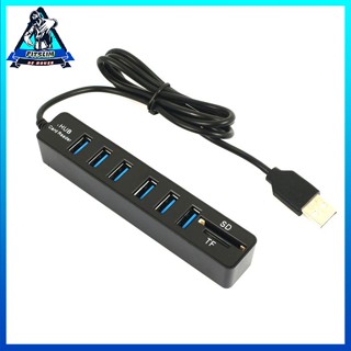 [สปอตสินค้า] Micro Usb Hub 6 พอร์ต 2.0 USB หลายพอร์ต Combo Tf Card Reader Splitter Adapter สำหรับอุปกรณ์คอมพิวเตอร์ [Y/2]