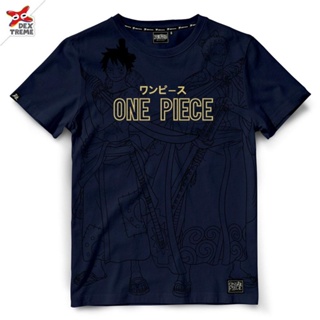 TOP CTเสื้อยืดแขนสั้นเสื้อยืดวันพีช One Piece-1319 : LUFFY  [ สีกรม - สีแดง ]S-5XL