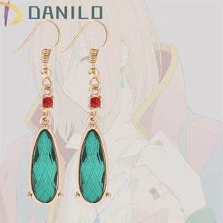 DANILO Girl Anime Earrings Japanese Anime Cosplay Props Necklace Women Howls Moving Castle Dangle Earrings Fashion Green Cosplay Jewelry Drop Earring