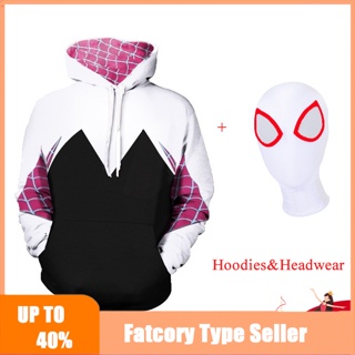 เสื้อฮู้ดดี้ คอสเพลย์ Spider Man Gwen Stacy Marvel Movie Spider-Man: Across The Spider-Verse พร้อมที่คาดผม สําหรับเด็กผู้หญิง