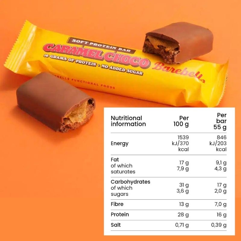 sweden barebells soft protein bar caramel choco 16g protein no sugar