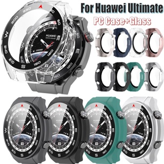 กระจกนิรภัย + เคส สําหรับ Huawei Watch Ultimate ครอบคลุมเต็มรูปแบบ กันชน ป้องกัน PC เคส สําหรับ Huawei Ultimate อุปกรณ์เสริม