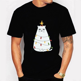 Christmas Cat Men&amp;#39;s T-shirts Summer Men&amp;#39; T Shirt Short Sleeves Fashion Casual Loose Tops Tees Christmas Shirt Me