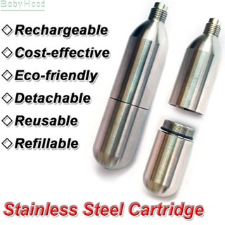 【Big Discounts】Stainless-Steel Refillable 12g 16g Threaded Rechargeable CO2 Cartridge Gas Tank#BBHOOD